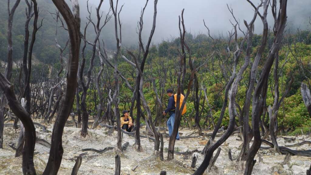 dua pendaki di gunung papandayan
